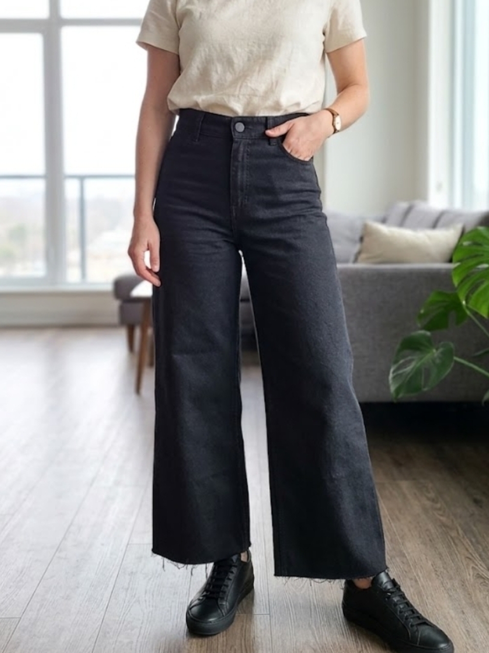 Zara Black High-Rise Wide-Leg Jeans